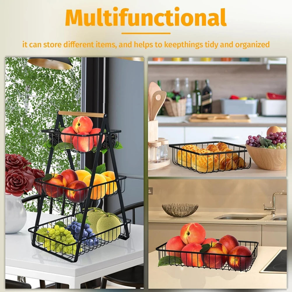 Cesta de armazenamento multifuncional de camada dupla de ferro, prateleira de mesa, mesa de armazenamento de lanche e frutas, com duas camadas de armazenamento na parte superior