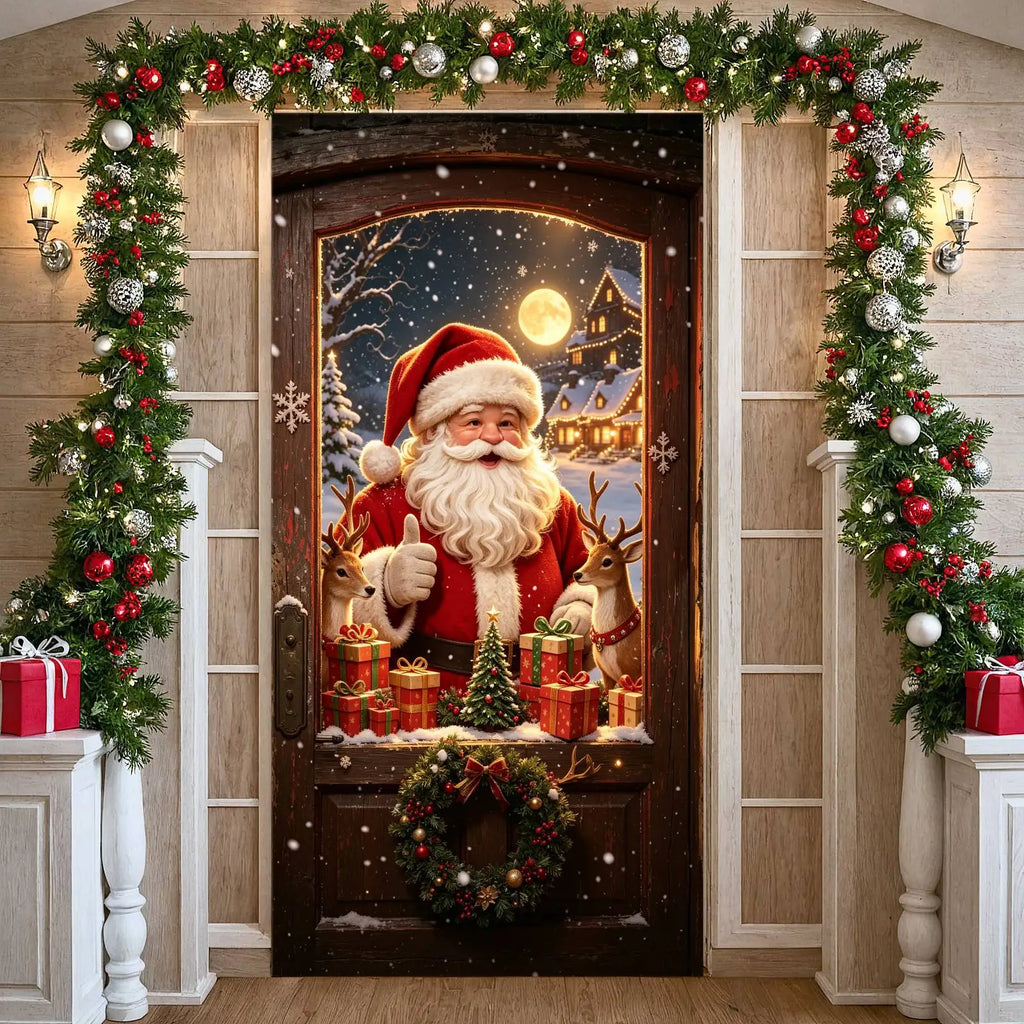 Faixa de Natal Vermelha e Verde, Painel de Fundo do Papai Noel, Decoração Festiva para Presentes, Exibição de Natal para Festa de Natal, Decoração de Porta de Casa, Foto de Feriado