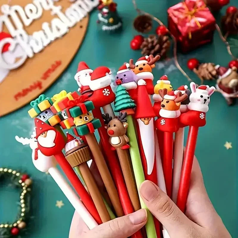 12 canetas neutras com tema de Natal, papelaria de escritório e estudo, bons presentes para estudantes, diversos estilos, decorações DIY de férias