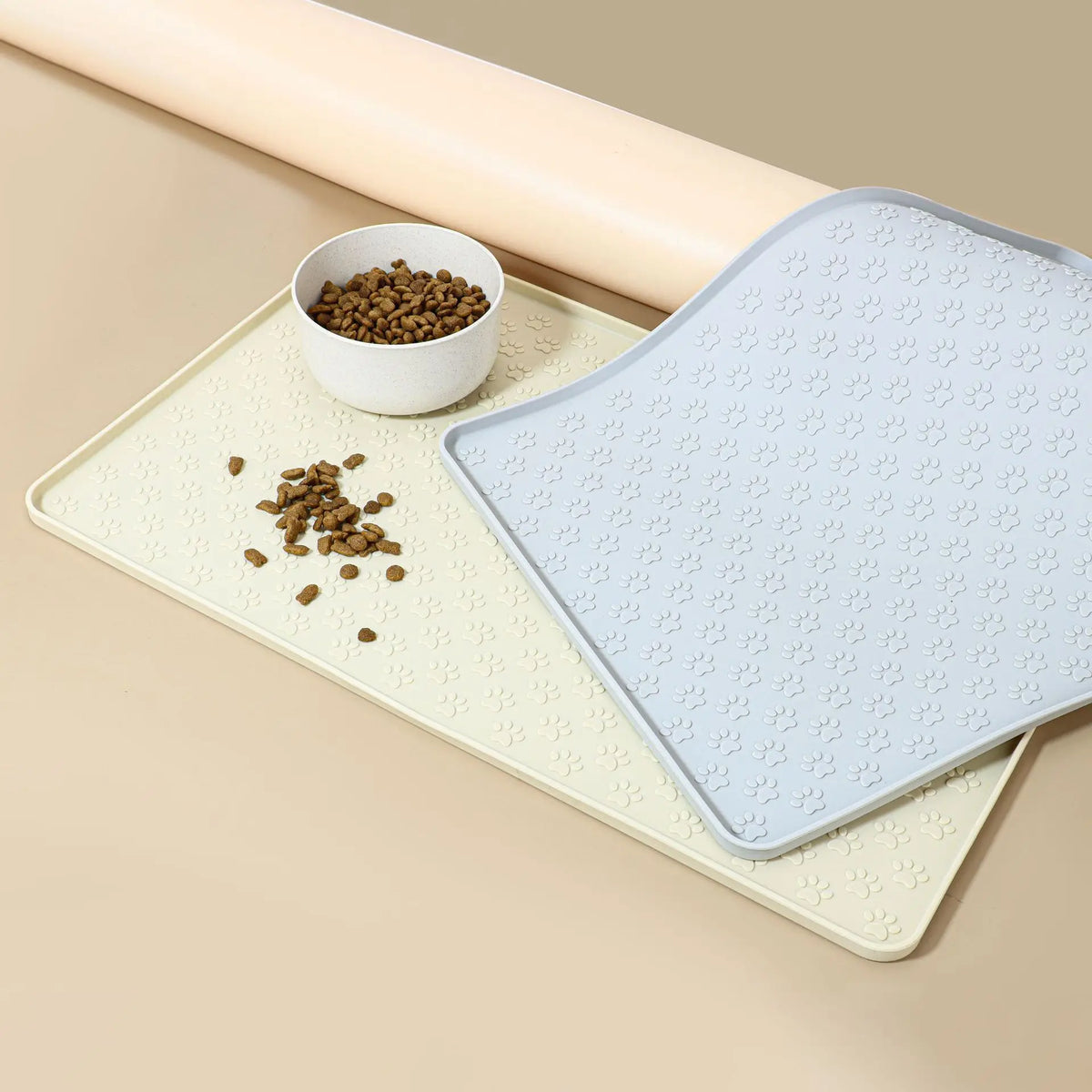 Tapete de Alimentação para Cães, Feito de Material de Silicone, Fácil de Limpar, Tapete Retangular para Refeições de Gatos e Cães com Bordas Elevadas