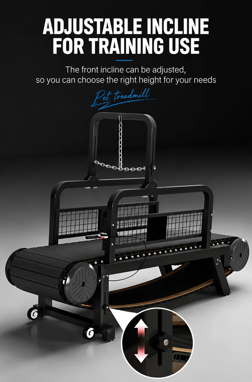 Esteira para Cães, Não Motorizada, Silenciosa, Suave, Ajustável, Equipamento de Treinamento para Pit Bulls com Freios e Velocímetro