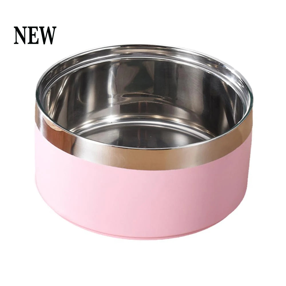 Tigela Personalizada de Aço Inoxidável para Cães e Gatos, Tigela de Alimentação a Vácuo Dupla, Grande Capacidade para Ração e Água