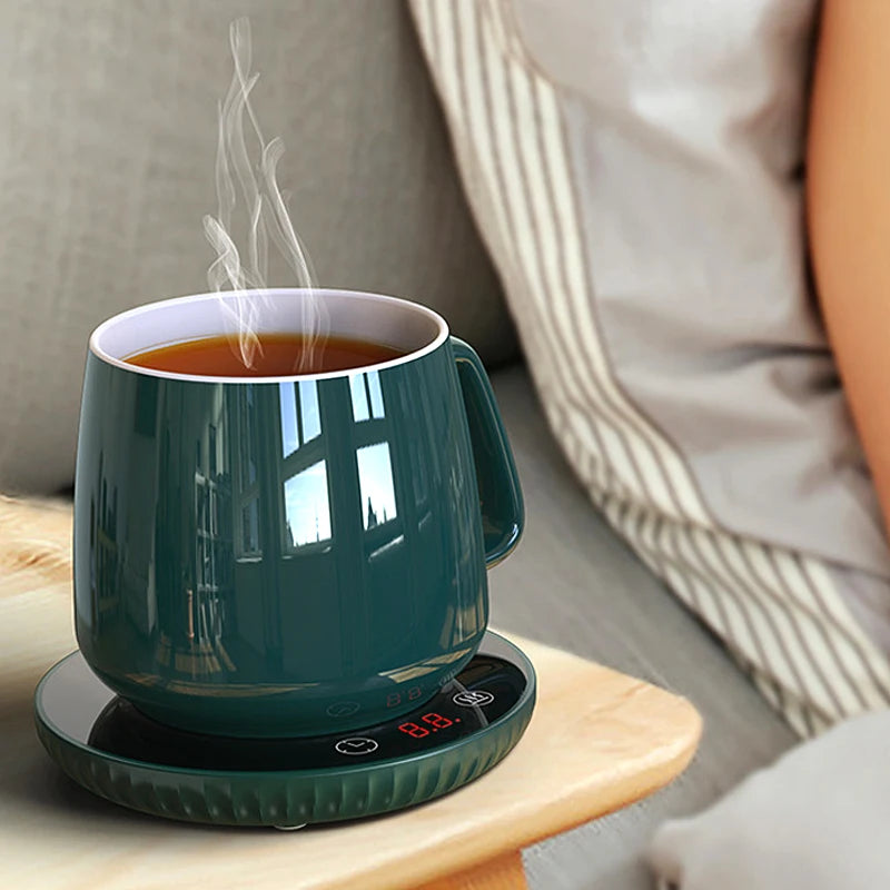 Caneca copo mais quente café leite chá copo de água aquecimento elétrico touch pad temperatura ajustável chá quente aquecedor mais quente plugue da ue