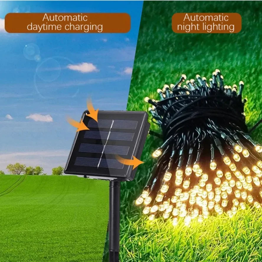 32m 22m 12m led luzes de corda solares vários modos painéis solares natal luzes ao ar livre à prova dwaterproof água estrelado luzes de fadas de natal