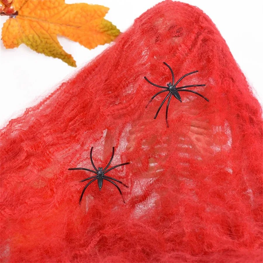 Decoração de halloween teia de aranha branca artificial elástica teia de aranha para o dia das bruxas assustador festa em casa adereços decoração de casa assombrada - Kasa & Pet