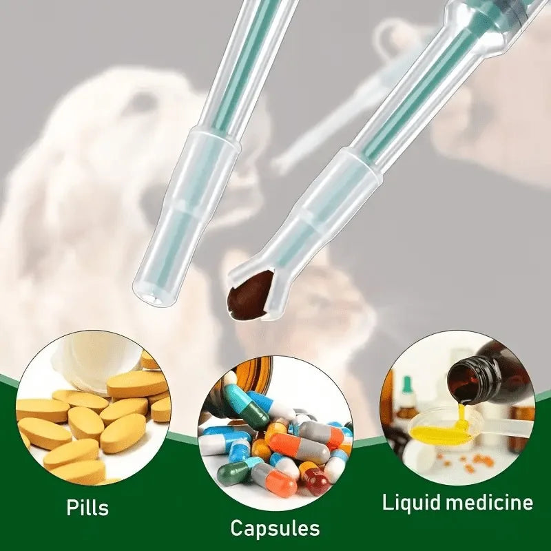 Dispensador de Comprimidos para Animais de Estimação Adequado para Gatos e Cães, Seringa para Medicamentos, Alimentador Oral de Comprimidos, Empurrador Simples de Comprimidos para Pets, Inclui 2 Opções de Ponta Macia