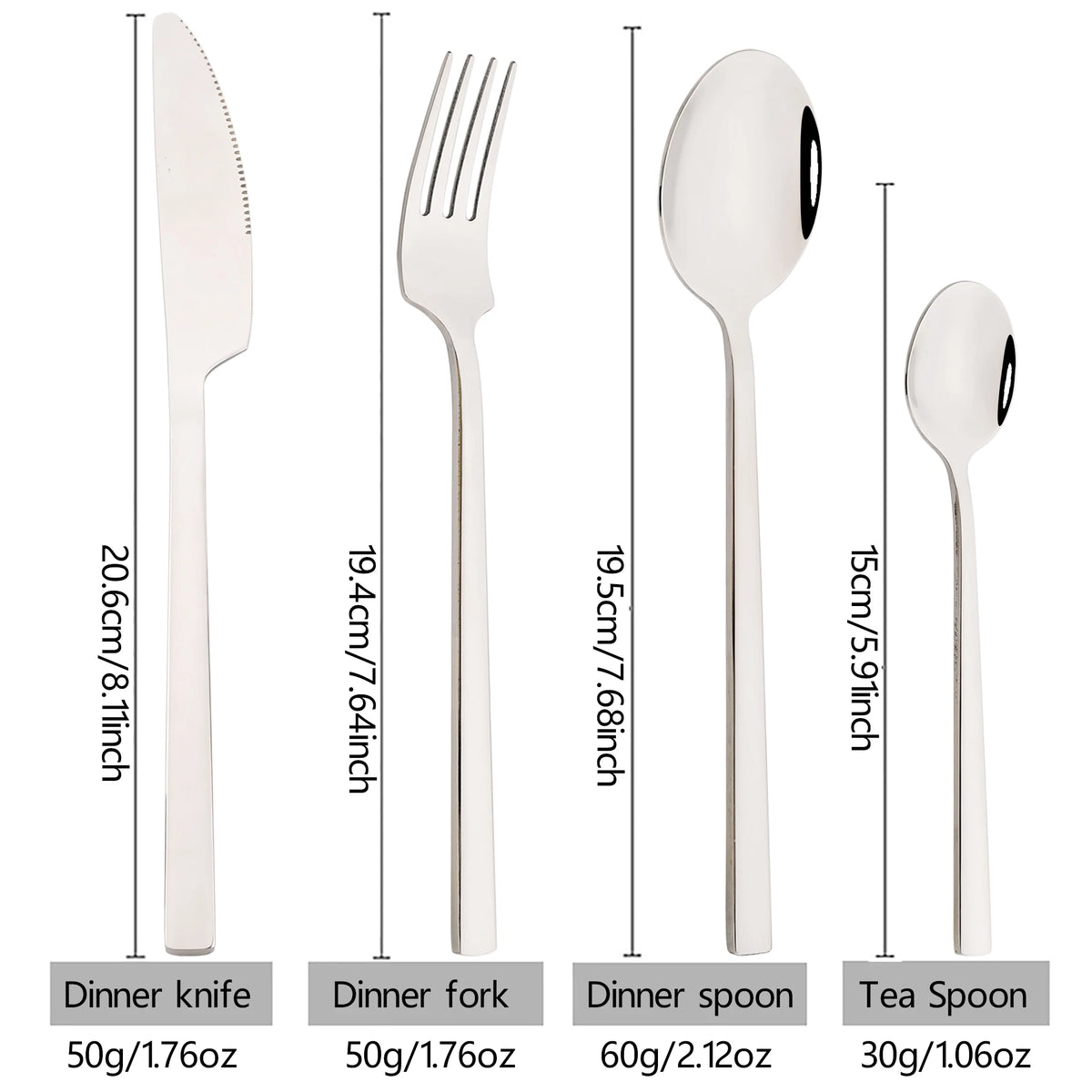 4pcs High-quality Mirror Dinnerware Set Silver Stainless Steel Tableware Set Reusable Knife Fork Spoon Dining Table Utensils Kasa & Pet