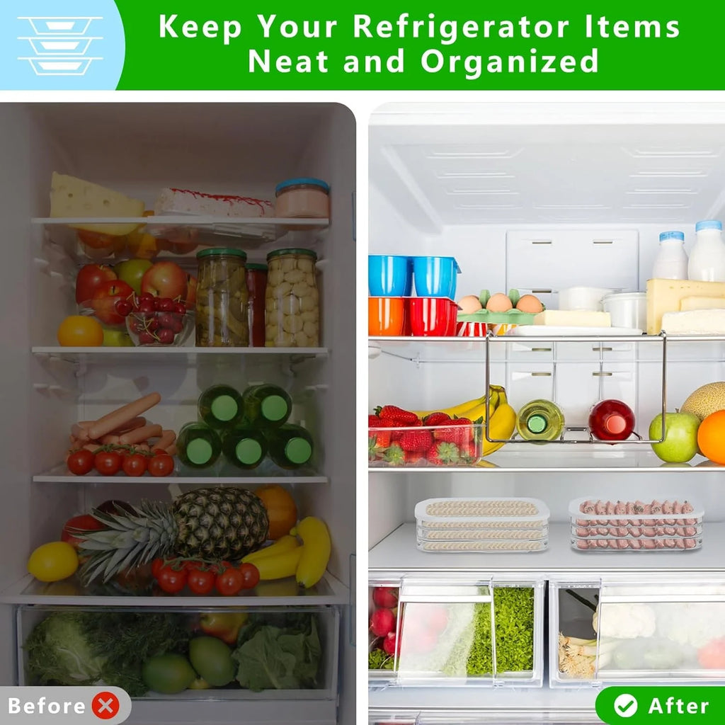 Recipiente de carne para geladeira, recipientes empilháveis de armazenamento de cortes frios com tampas transparentes para carne de deli, bacon, queijo e preparação de refeições