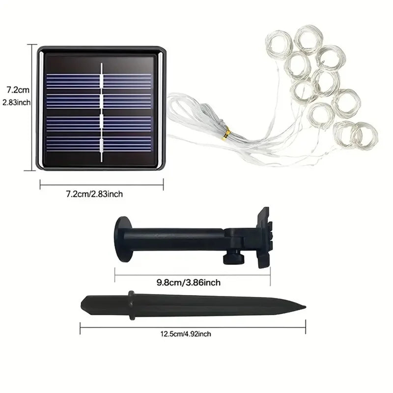 Solar led cortina de luz ao ar livre guirlanda solar fada luz da corda fio cobre lâmpadas para jardim quintal festa casamento decoração do feriado