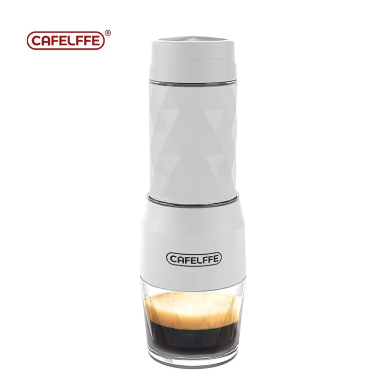 Máquina de Café Portátil Cafelffe 3 em 1, Cafeteira Manual para Cápsulas e Café Moído, Espumador de Leite, Preparador Manual para Viagens e Presentes
