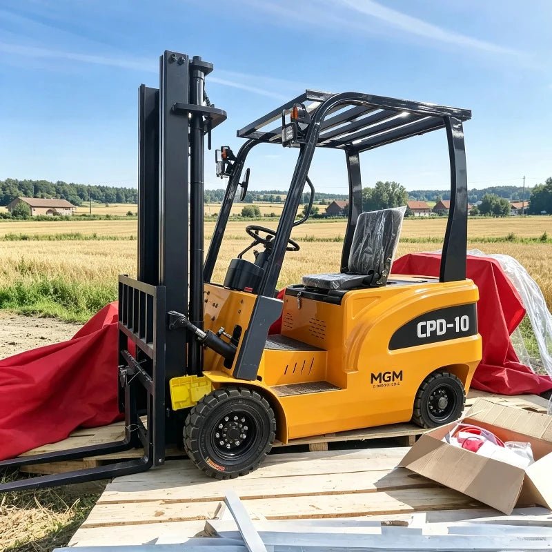 Empilhador elétrico de 1,5 toneladas, alimentado por bateria, para manuseio de cargas em armazéns, com certificação CE, modelo personalizável.