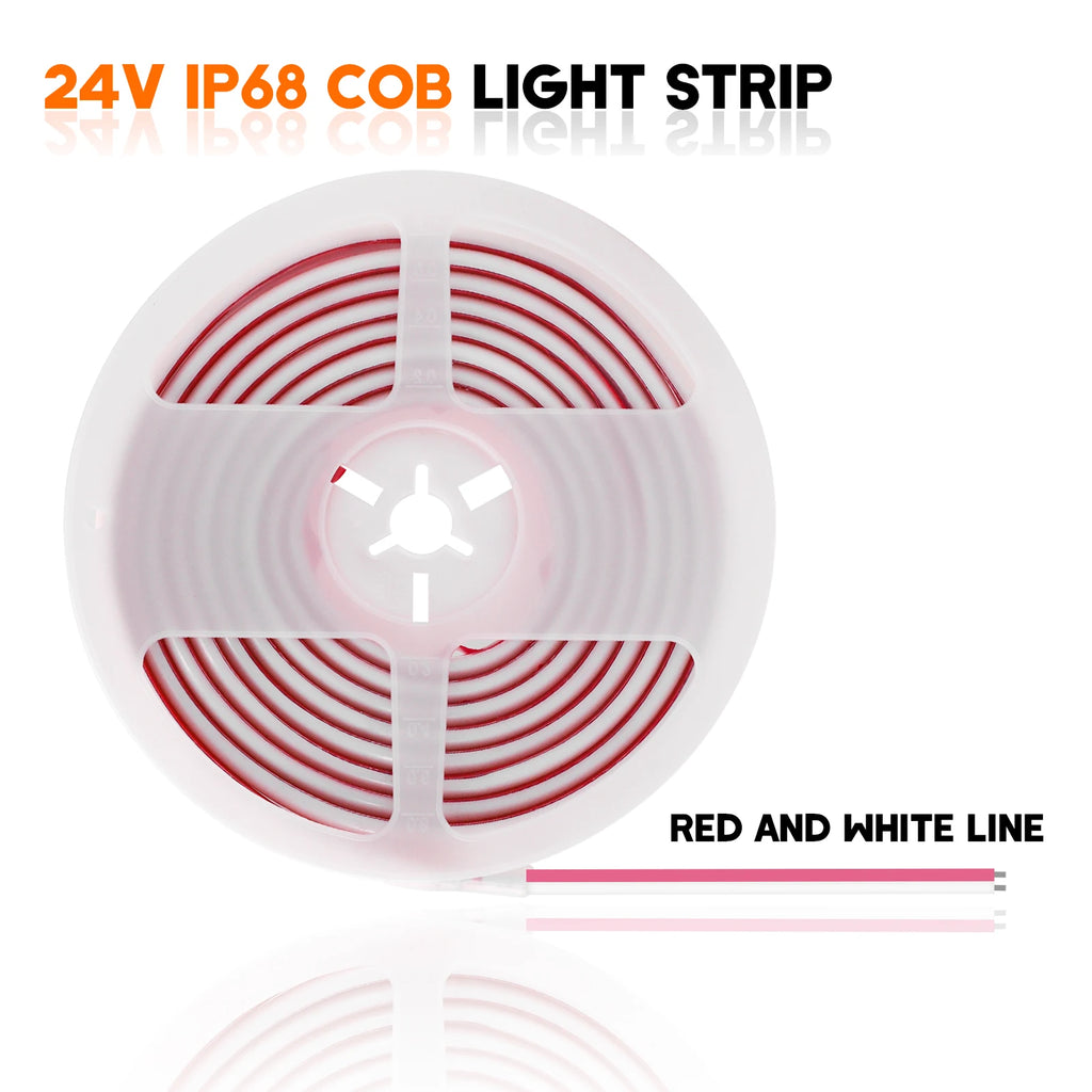 Fita de néon led cob à prova d'água ip68, 12v, 24v, 320leds/m, fita flexível ra90, forro de alta densidade, iluminação 3000k-6000k
