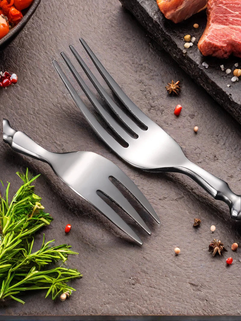 Clássico elegante conjunto de talheres de aço inoxidável garfo colher faca completa jantar garfo bife faca colher de chá criativo conjunto de louça