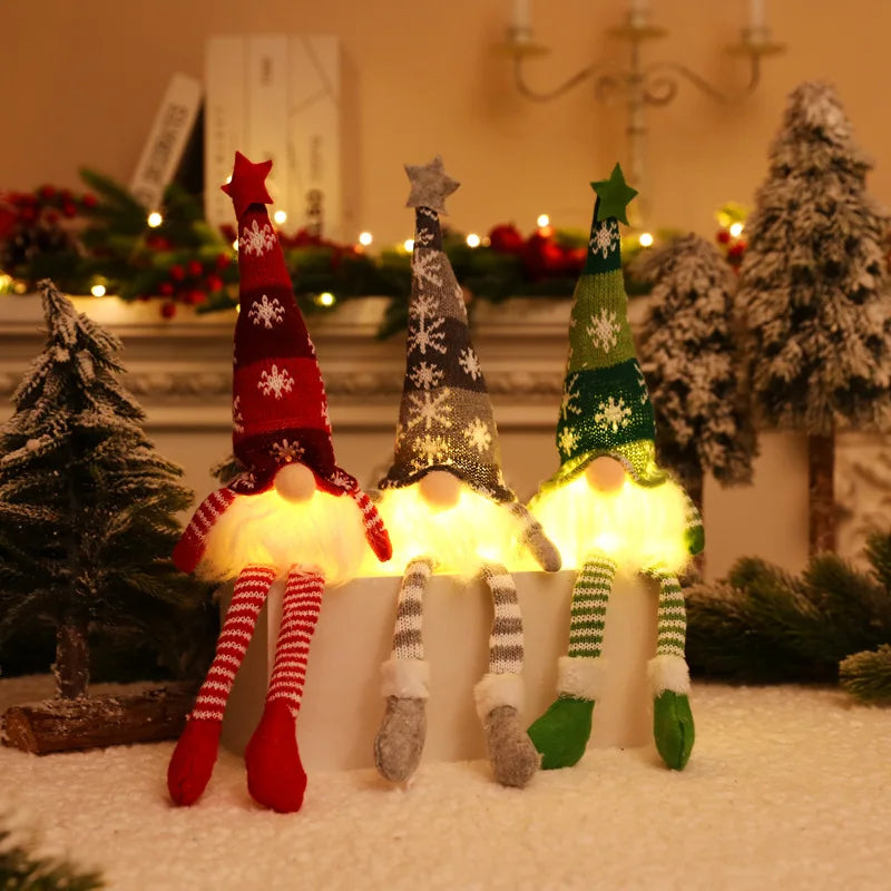 Boneco Gnomo Luminoso de Natal 2026 Sem Rosto Decoração de Casa Feliz Natal Presente de Natal para o Ano Novo