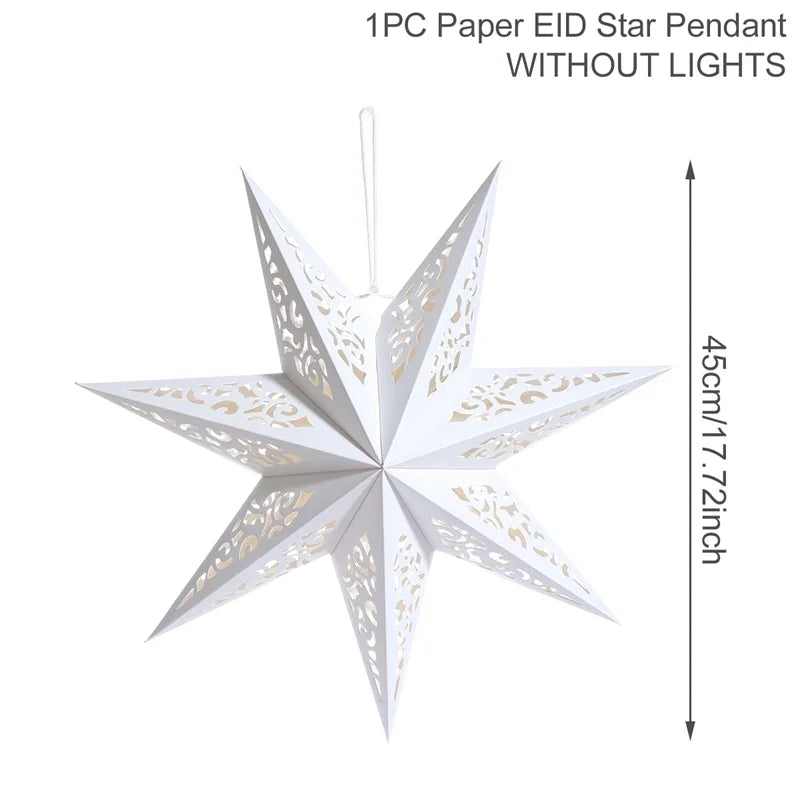 Estrela oca pendurado pingentes ramadan decoração 2024 para casa navidad natal noel presentes enfeites de natal ano novo 2024