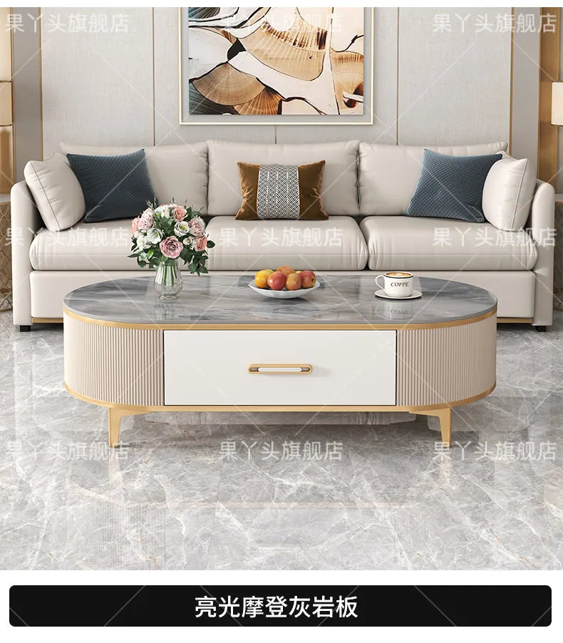 Mesa de Jantar, Mesa de Centro para Escrita e Café, Gavetas Móveis, Mesa Lateral de Luxo com Armazenamento para Sala de Estar, Mesa Auxiliar Moderna, Móveis Modernos