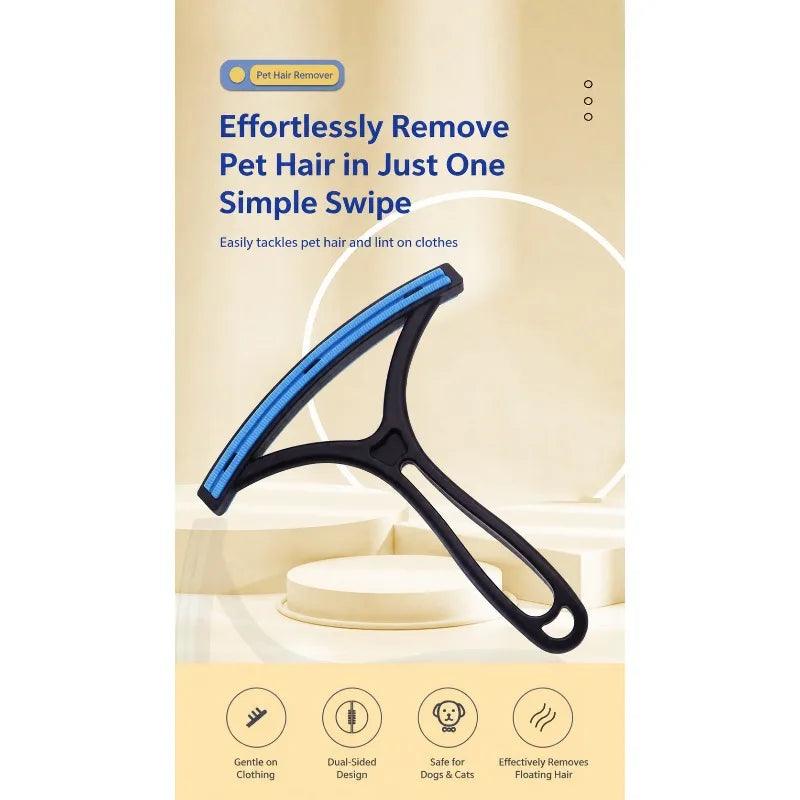 Escova Removedora de Pelos de Animais de Estimação de Dupla Face, Ferramenta Eficiente para Limpeza de Pelos de Gatos e Cães, Dispositivo Reutilizável para Remoção de Pelos