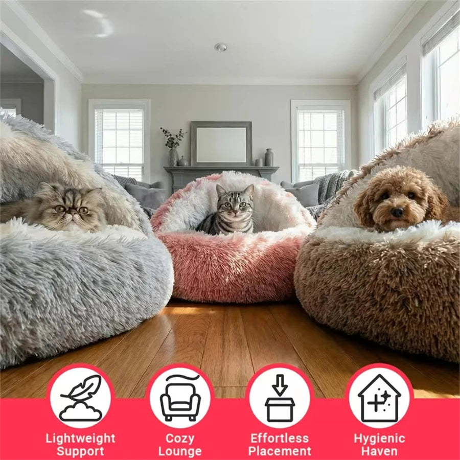 Camas aconchegantes para gatos, colchão para cães, cama quente e macia de pelúcia para animais de estimação, em formato de concha, semi-fechada, ninhos para dormir para gatos, para cães pequenos e gatinhos