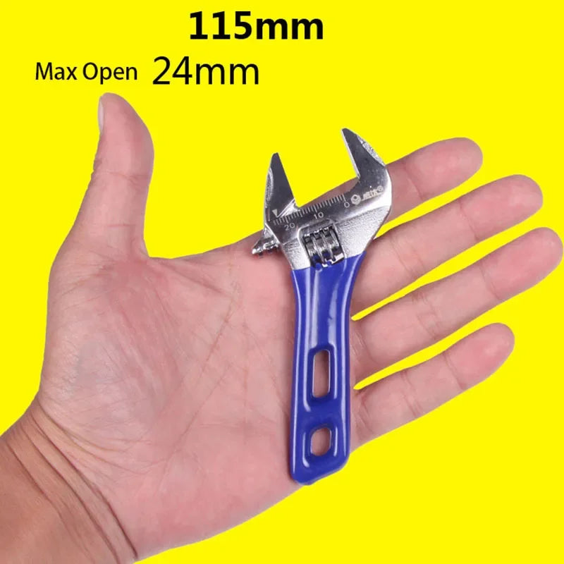 Chave Ajustável de Grande Abertura 4/5/6/8 Polegadas, Chave Multifuncional Doméstica de Cabo Curto para Tubos de Água e Banheiro para Manutenção