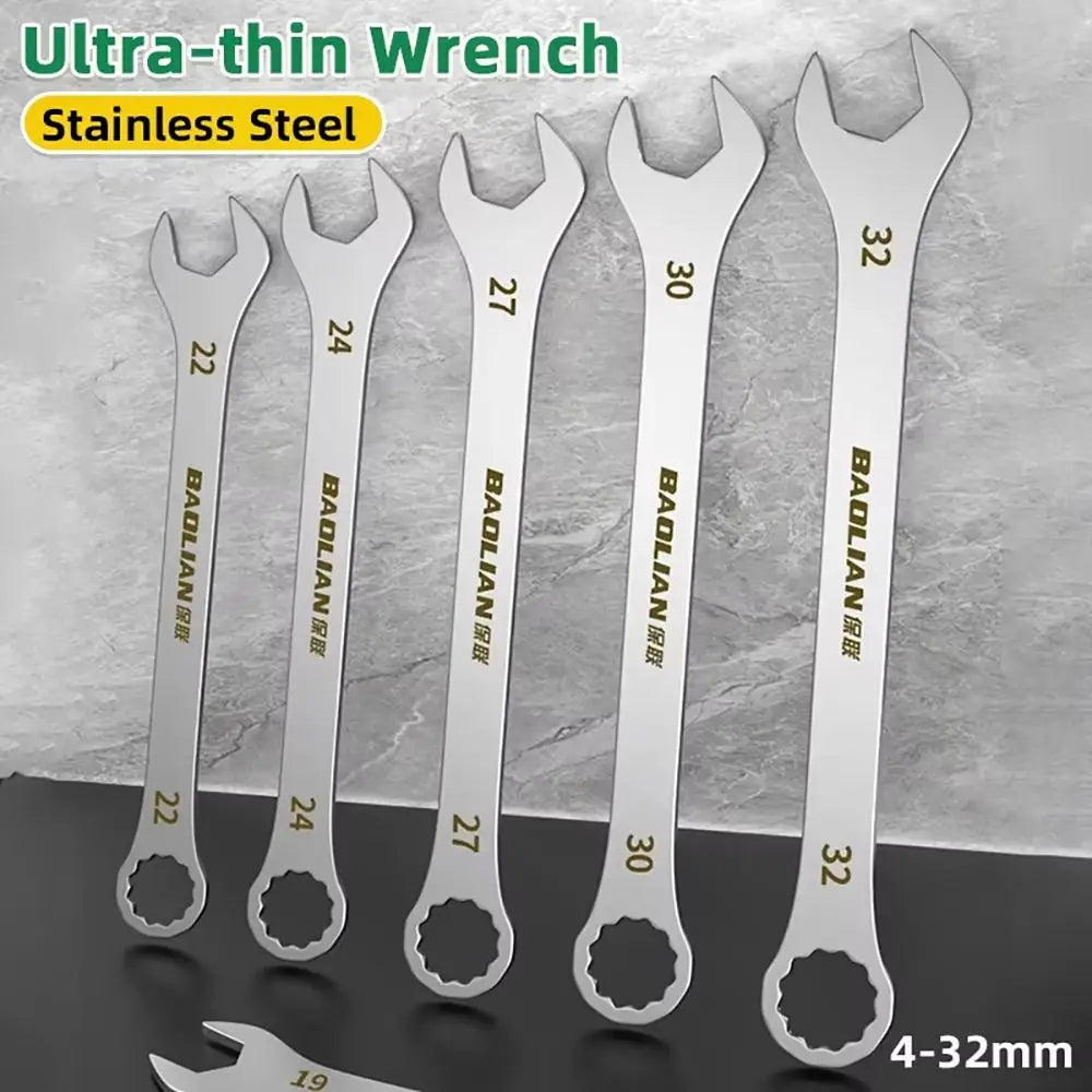 1 pces 5-32mm ultra-fino chave de extremidade aberta multi-função 3mm de espessura chave de catraca chave de extremidade aberta de extremidade dupla