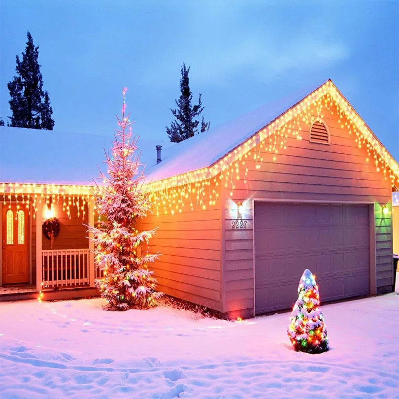 Decoração de natal 2024/2025 luzes de cortina led de gelo para queda ao ar livre 0.4/0.5/0.6m luzes de natal para casa ano novo 2025