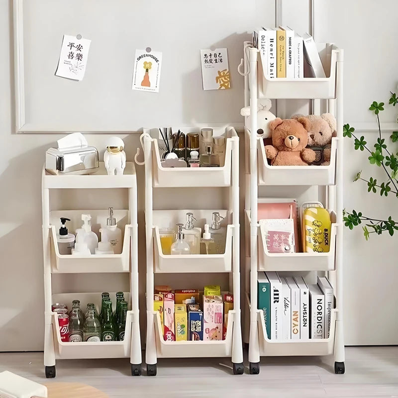Organizador de cozinha rack de armazenamento móvel lanche brinquedo carrinho mesa lateral livro prateleira rack rodas