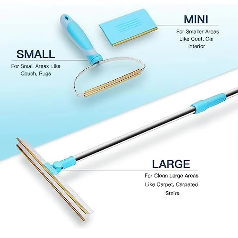 Conjunto removedor de pêlos de animais de estimação ferramenta de remoção de fluff metais alça telescópica tapete ancinho cão gato cabelo 180 °   Produtos para animais de estimação para barbear com carpete giratór