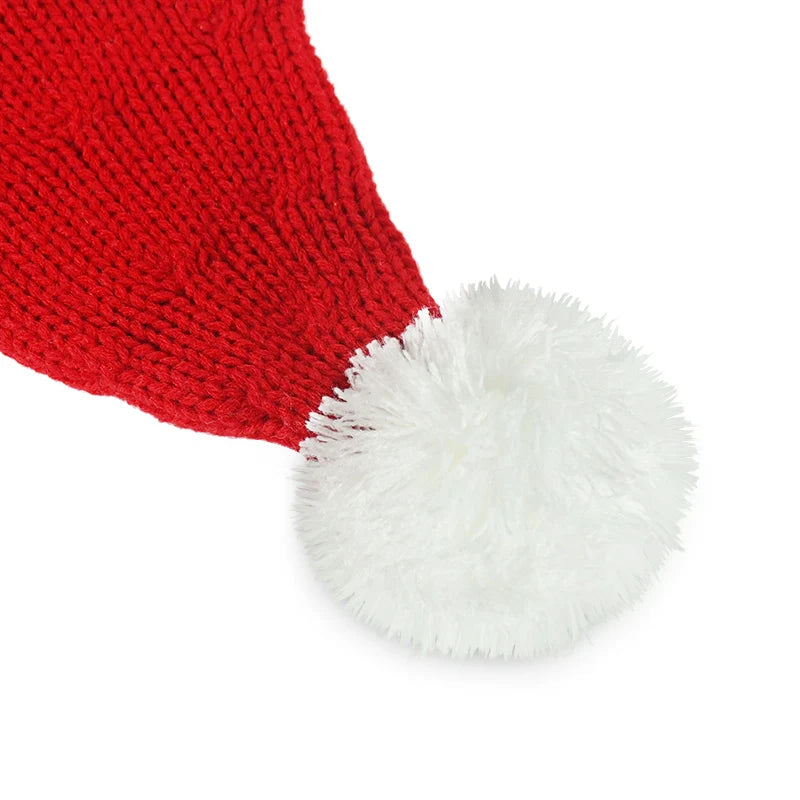 Gorro de Natal Tricotado 2026 com Pompom Fofo para Adultos, Touca Macia de Papai Noel, Presente de Ano Novo para Família, Decoração de Natal