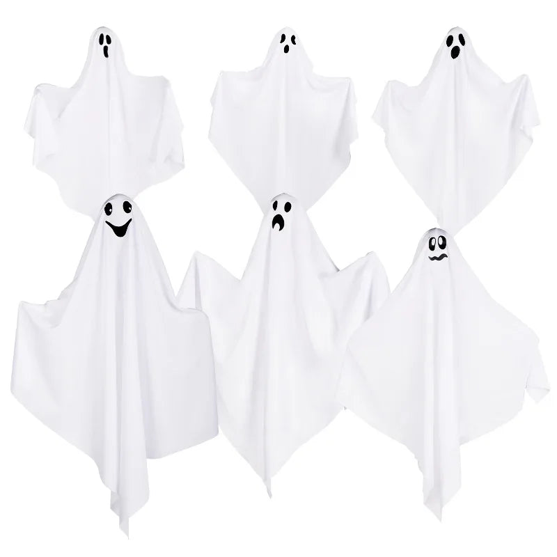 Ornamento de Fantasma Branco de Halloween com Várias Expressões, Decoração Suspensa para Interiores e Exteriores, Adereços de Palco para o Festival dos Fantasmas