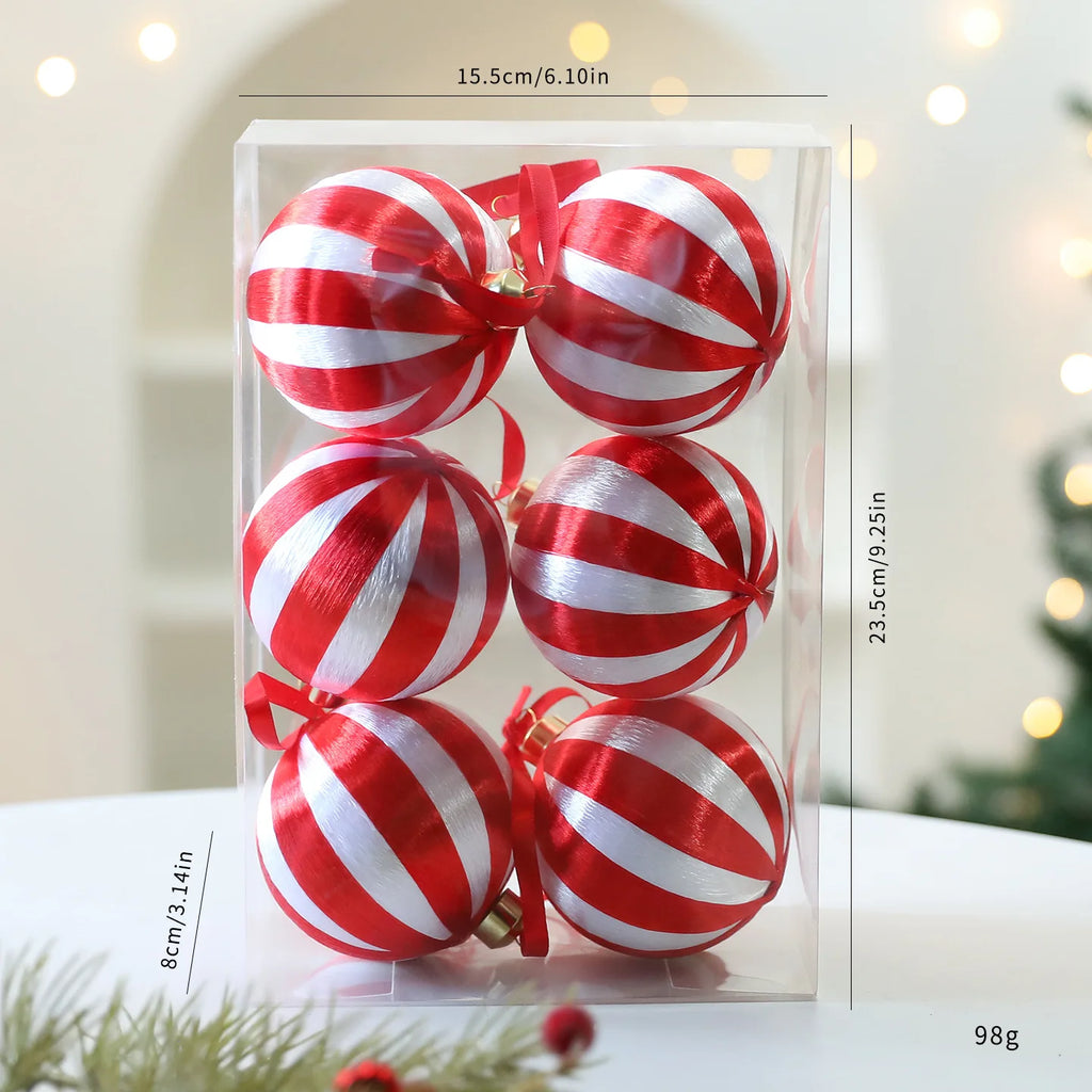 Novo 6 pçs conjunto de bola de natal pingente decorativo seda janela de natal atmosfera decoração árvore de natal bola de espuma pingentes