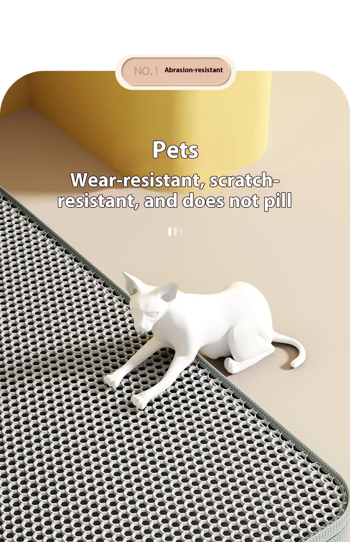 Tapete de areia para gatos, design de 2 camadas, tecnologia premium de captura de areia, base à prova d'água, protetor de piso antiderrapante para animais de estimação para gatinhos internos