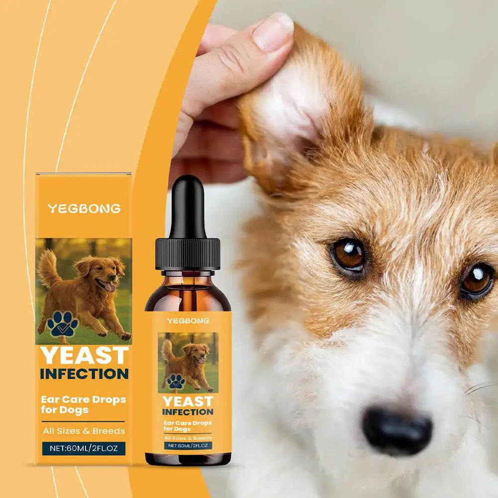 Gotas para ouvido de animais de estimação, 60ml, dissolvem cera de ouvido, removedor de odor, anti-coceira, natural, não irritante