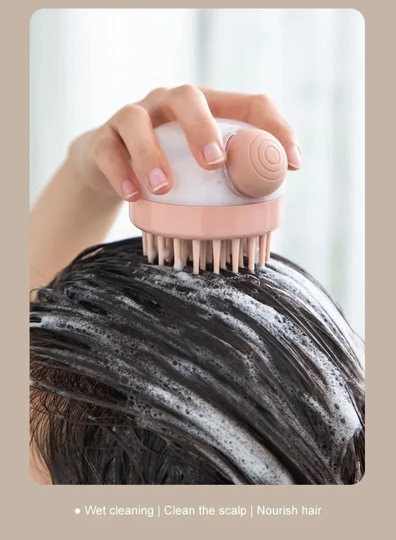 Escova de banho para animais de estimação, silicone macio com dispensador de shampoo, massagem suave para aliciamento e limpeza de pele e cabelo