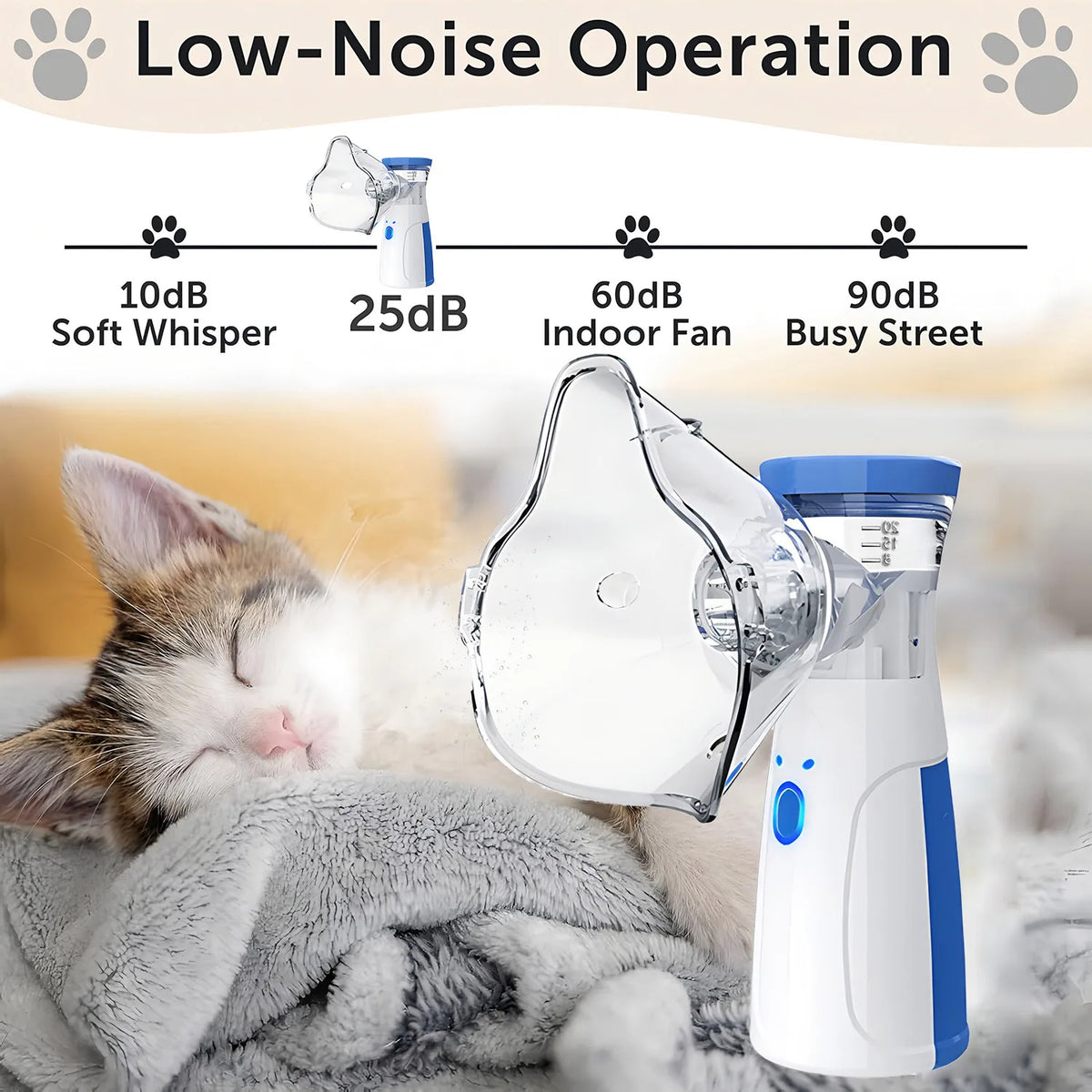 Nebulizador inalador de asma para animais de estimação, para alívio respiratório, fácil de usar, dispositivo veterinário para animais, promove a saúde das animais de estimação