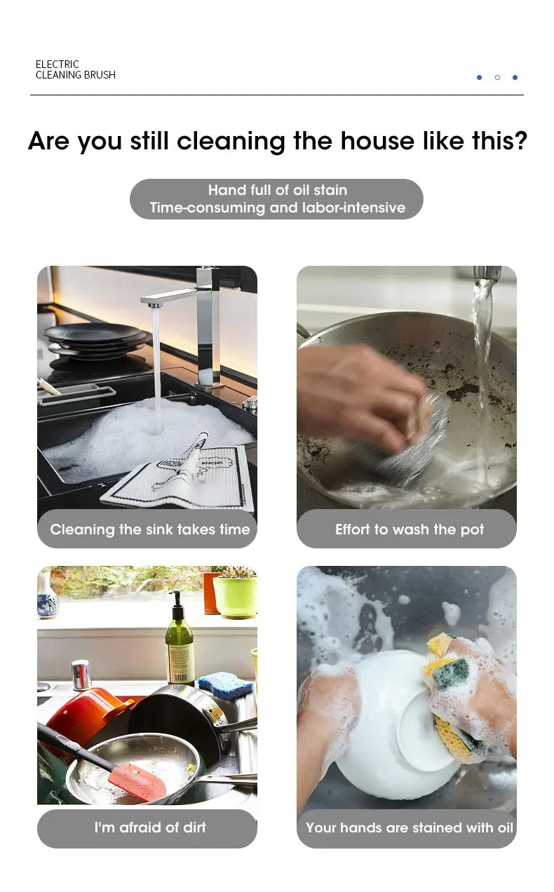 Purificador giratório elétrico sem fio 2025 com 5 escovas, limpador de banheiro recarregável à prova d'água IPX7 para limpeza de azulejos/doche/gravos