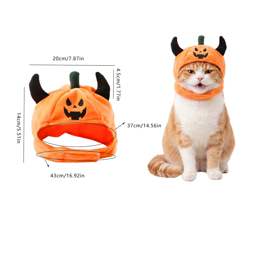 Chapéu de Fantasia para Animais de Estimação de Halloween – Divertido Chapéu de Diabo/Abóbora para Gatos e Cães; Quente, Festivo e Peculiar – Um Presente de Feriado para Pequenos Animais de Estimação