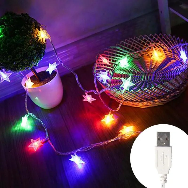 Led estrela luzes de fadas ao ar livre luzes corrente guirlanda lâmpada luzes da corda festa casa casamento terraço jardim decoração natal - Kasa & Pet
