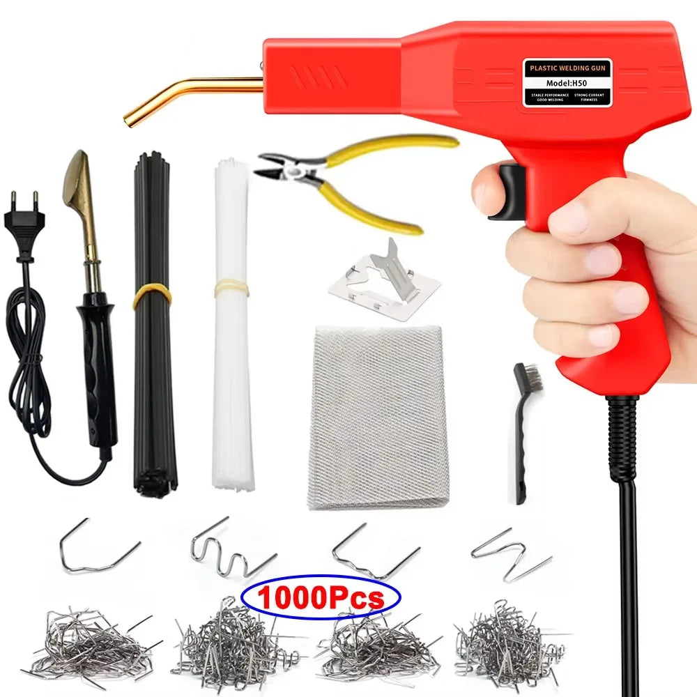 Kit de soldagem de plástico, kit de reparo de soldador, grampeador quente para rachaduras de para-choques de carro, caiaques, brinquedos de plástico