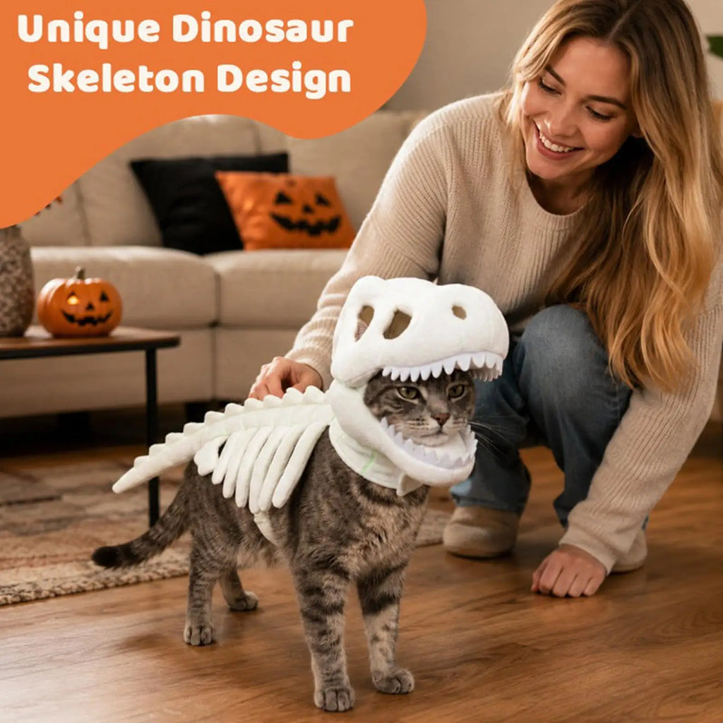 Fantasia de Esqueleto de Dinossauro para Gatos, Roupas de Fantasia para Animais de Estimação, Fantasia de Dinossauro para Festa de Halloween