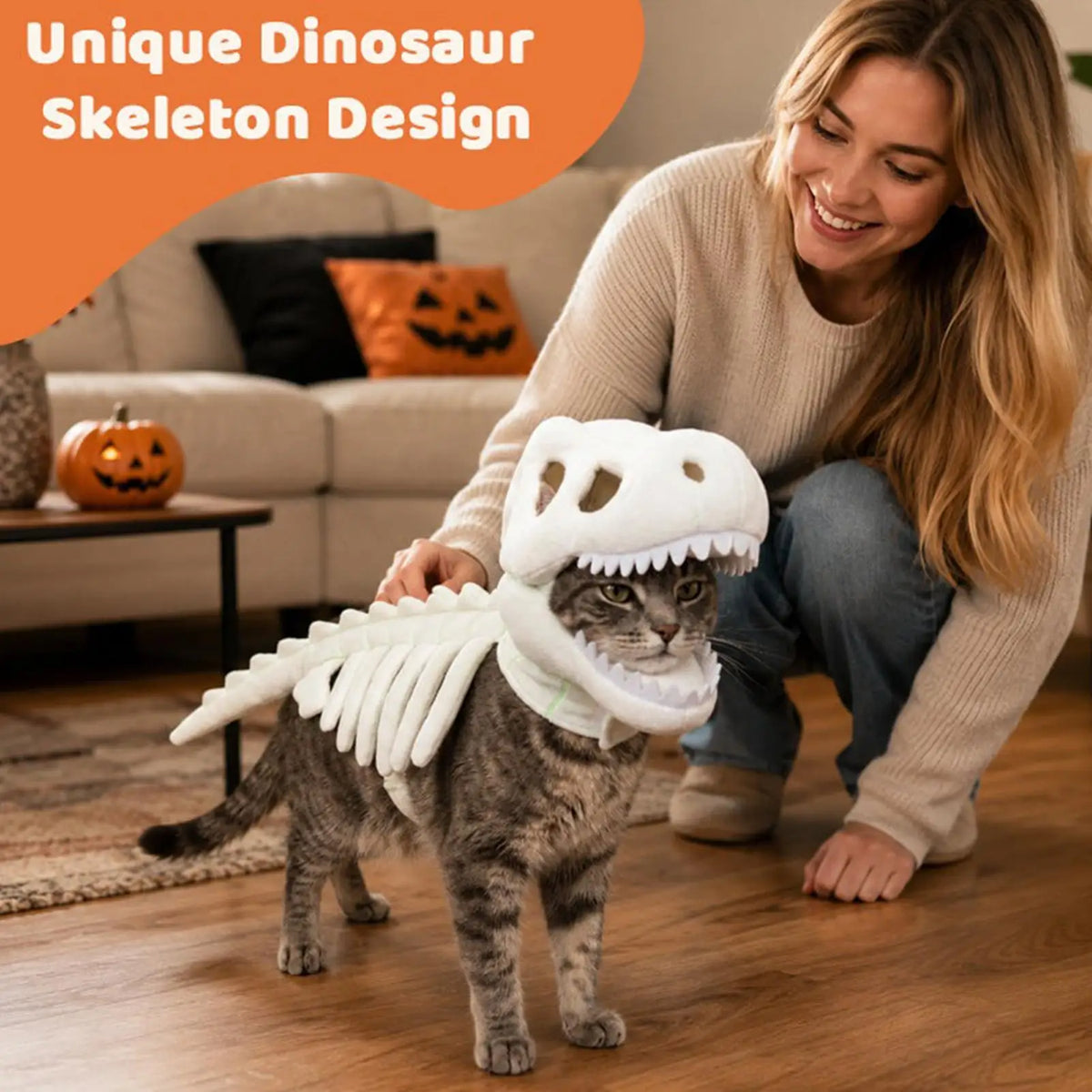 Fantasia de Esqueleto de Dinossauro para Gatos, Roupas de Fantasia para Animais de Estimação, Fantasia de Dinossauro para Festa de Halloween