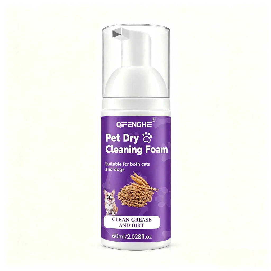 Shampoo Seco para Cães e Gatos - Espuma Sem Água, Sem Enxágue, Desodorizante e Limpante para Filhotes