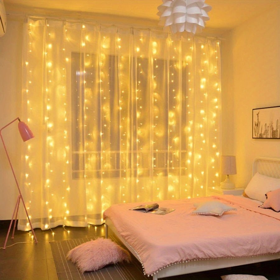 Luzes de fadas de natal guirlanda de casamento ao ar livre 8 modo led usb cortina luz corda festa decoração do feriado jardim luz navidad