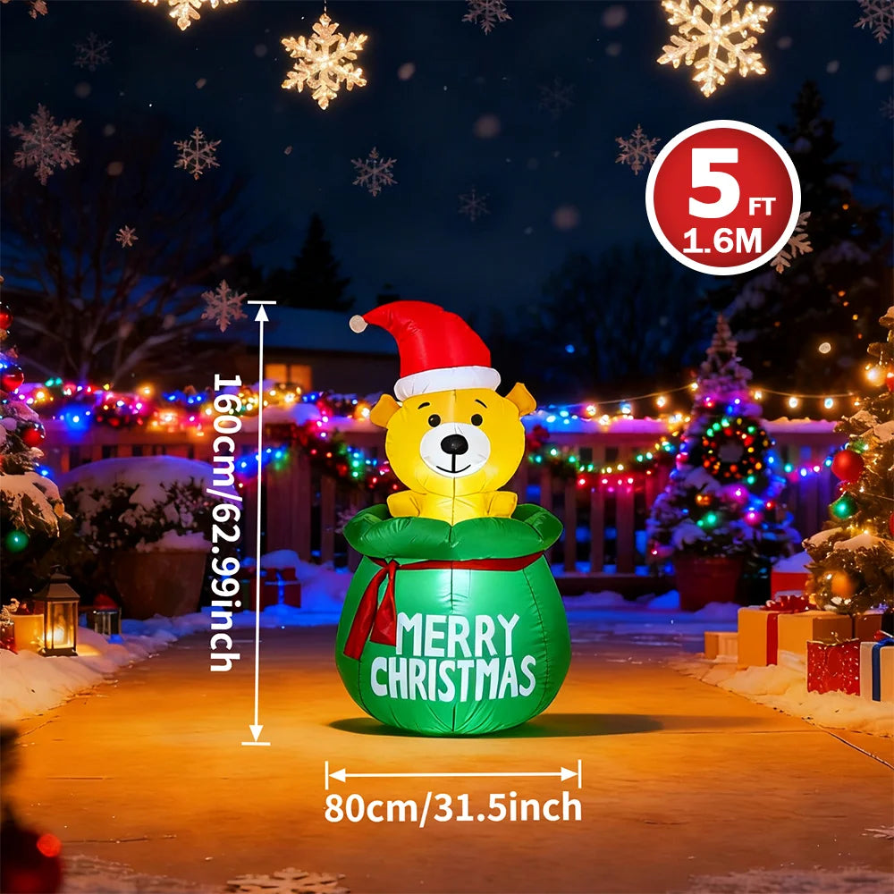Decorações infláveis de natal-ramo boneco de neve, papai noel, homem de gengibre, saco de presente boneco de neve luz led decorações de gramado