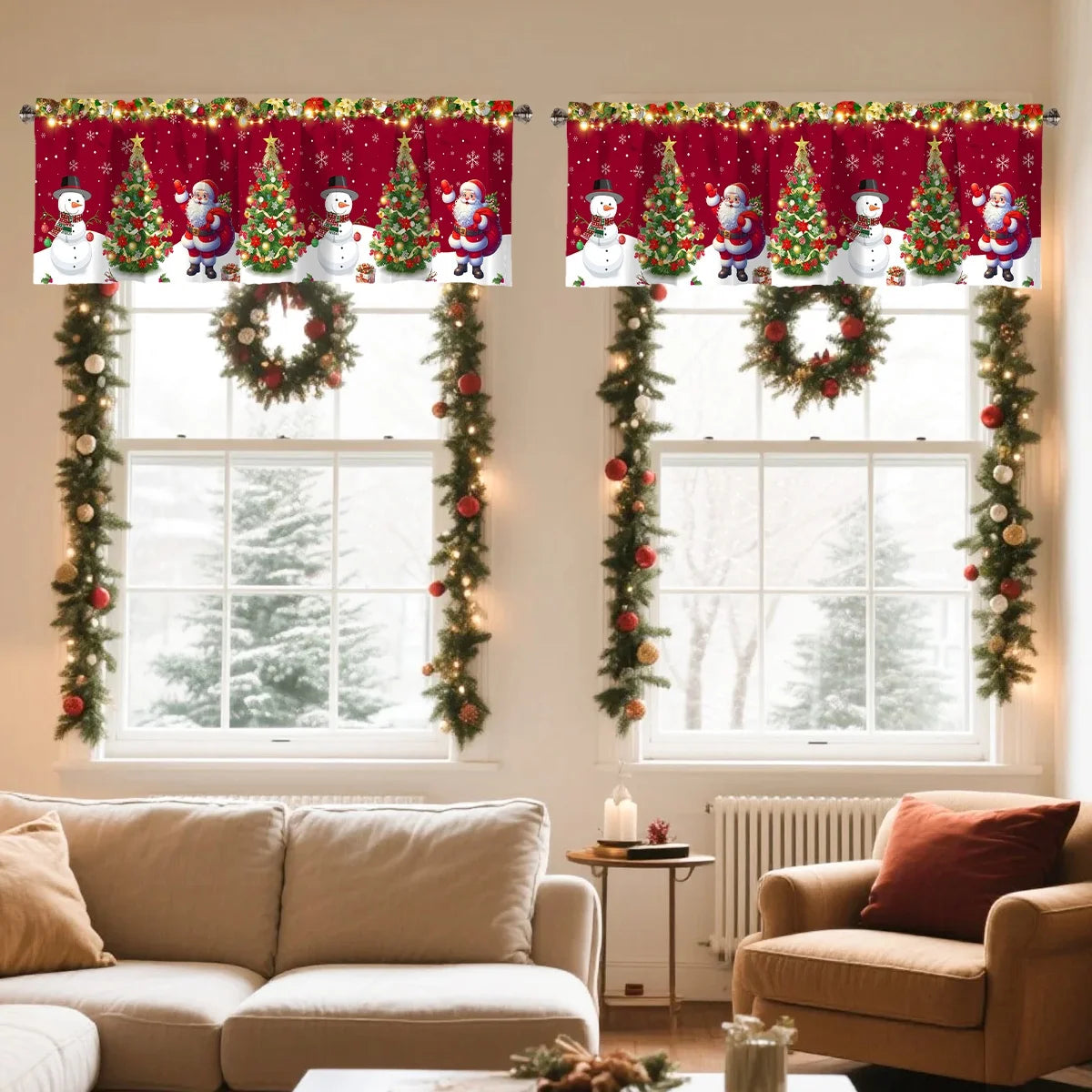 1/2 peças de cortina de Natal, decoração de Feliz Natal para casa, cortina de Natal 2025, enfeites de janela, presente de Natal 2026.