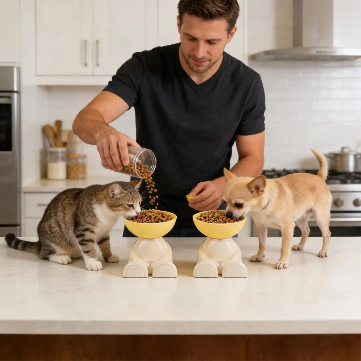Tigelas para Alimentação de Gatos e Cães, Prato Elevado para Alimentos, Comedouro Antiderrapante para Animais de Estimação, Ideal para Cozinha, Apartamento e Uso Interno