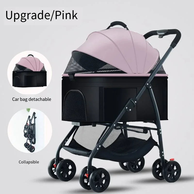Carrinhos de Passeio para Animais de Estimação 3 em 1 Leves e Dobráveis Projetados Especificamente para Passear Cães, Gatos e Filhotes de Porte Pequeno e Médio ao Ar Livre