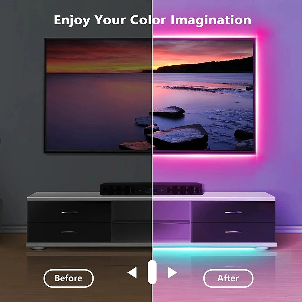 Smart Bluetooth LED Strip Lights, APP Controle Remoto, Fita Flexível, Diodo Lamp Tape, TV Backlights, Sala de jogos, Home Decor, SMD 5050