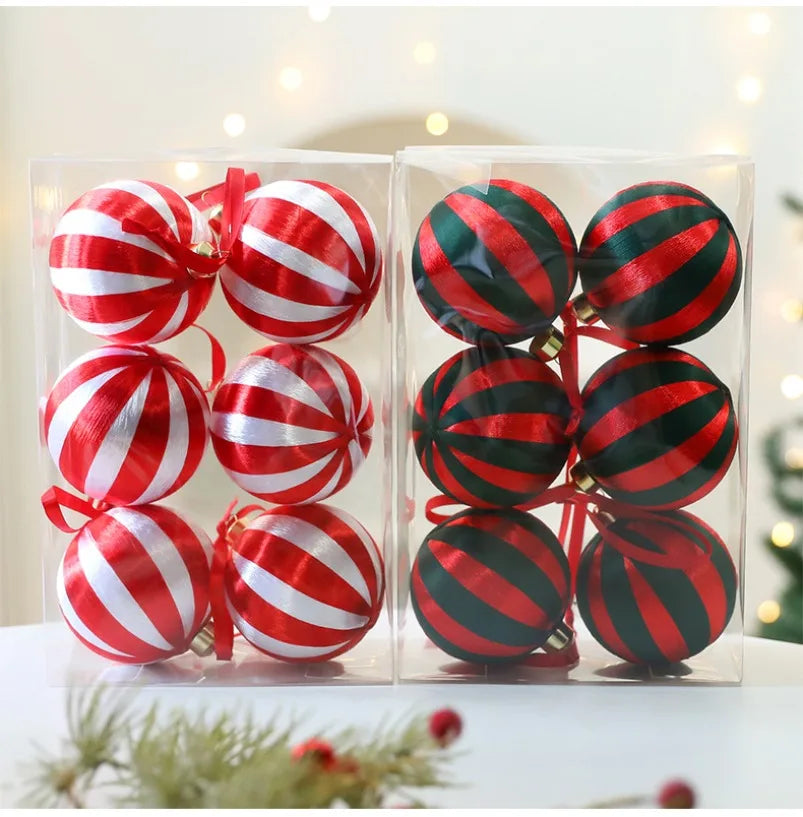 Novo 6 pçs conjunto de bola de natal pingente decorativo seda janela de natal atmosfera decoração árvore de natal bola de espuma pingentes