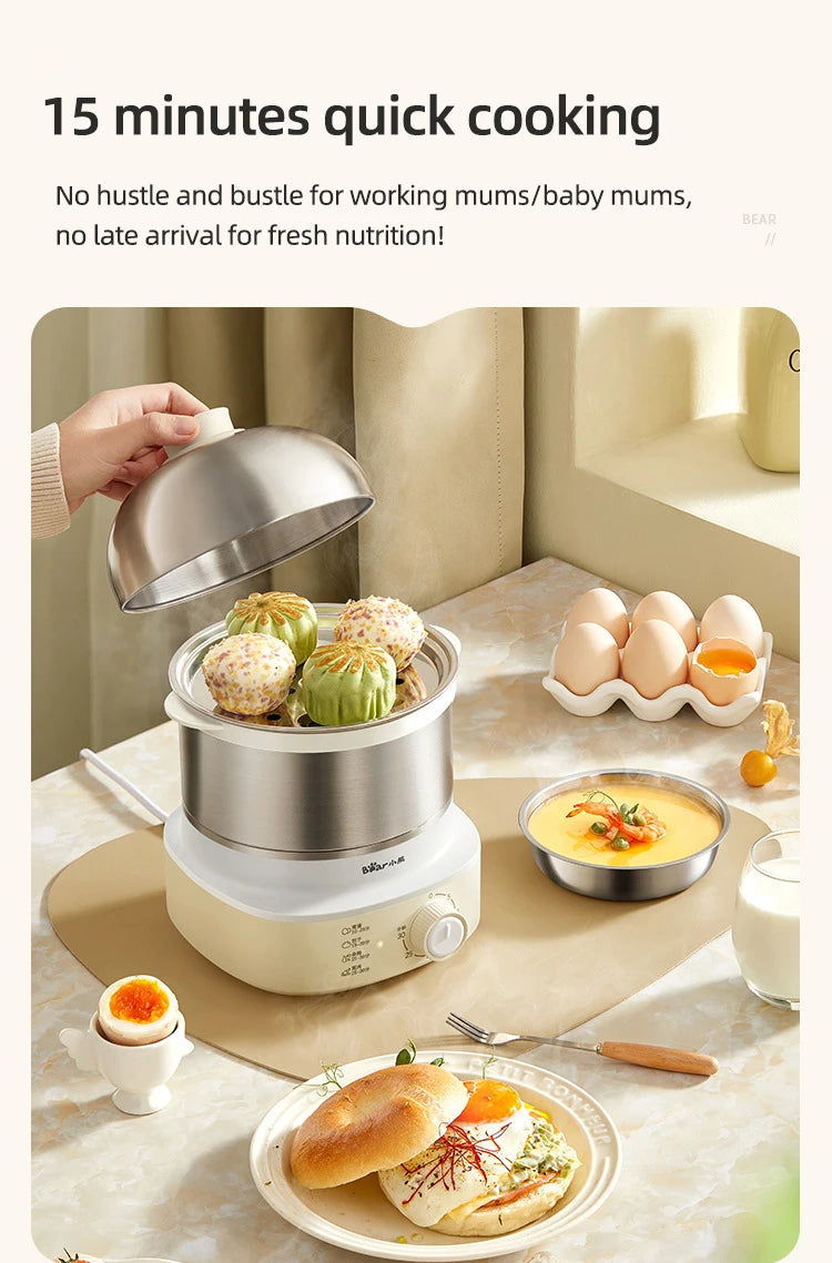 Caldeira elétrica automática de ovos, máquina de café da manhã, vaporizador multicooker, fogões de ovos, waffle doméstico, fogão a vapor com temporizador, 360W