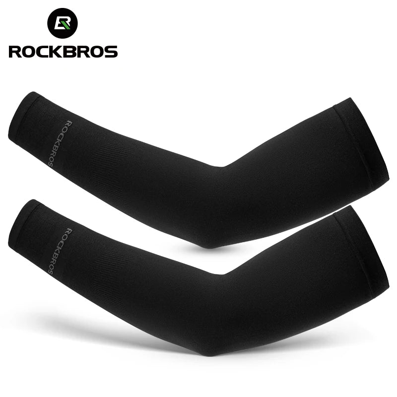 ROCKBROS Summer Breathable Ice Silk Bicycle Sleeves Sun UV Protect Cycling Arm Sleeves Outdoor Sports Run MTB Road Bike Sleeves